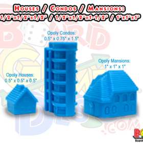 Monopoly Houses, Monopoly Condos, Monopoly Mansions, custom monopoly houses and hotels