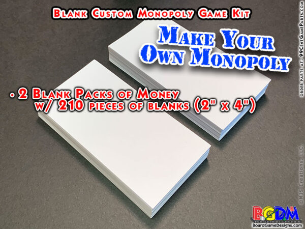 Blank Custom Monopoly Game Kit: Money